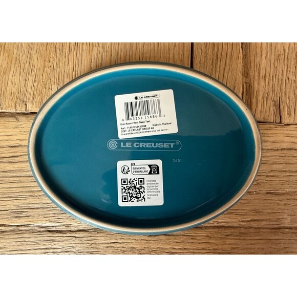 NEW Le Creuset Stoneware Oval Spoon Rest Deep Teal Blue - Picture 2 of 4